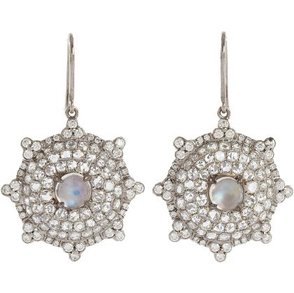 Diamond & Moonstone Earrings 