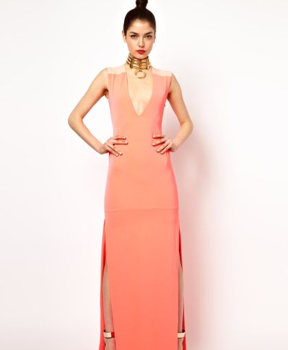  Maxi Dress With Plunge Neck