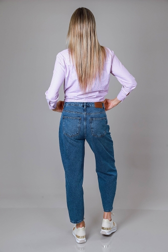 Тъмносини Mom Fit дънки
