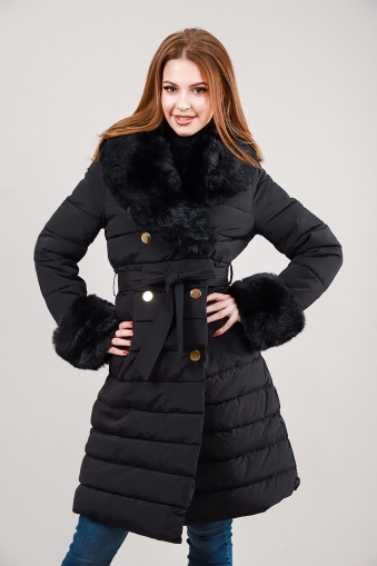 Зимно дамско яке в черно