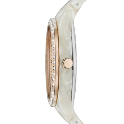 Stella Multifunction Resin Watch - Pearlized White with Rose 